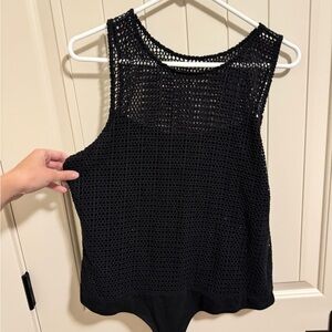 Madewell Black Crochet Sleeveless bodysuit
